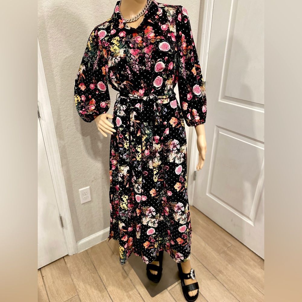 Torrid Black Ditsy floral print  Button Front Maxi Dress Women's Size 0X